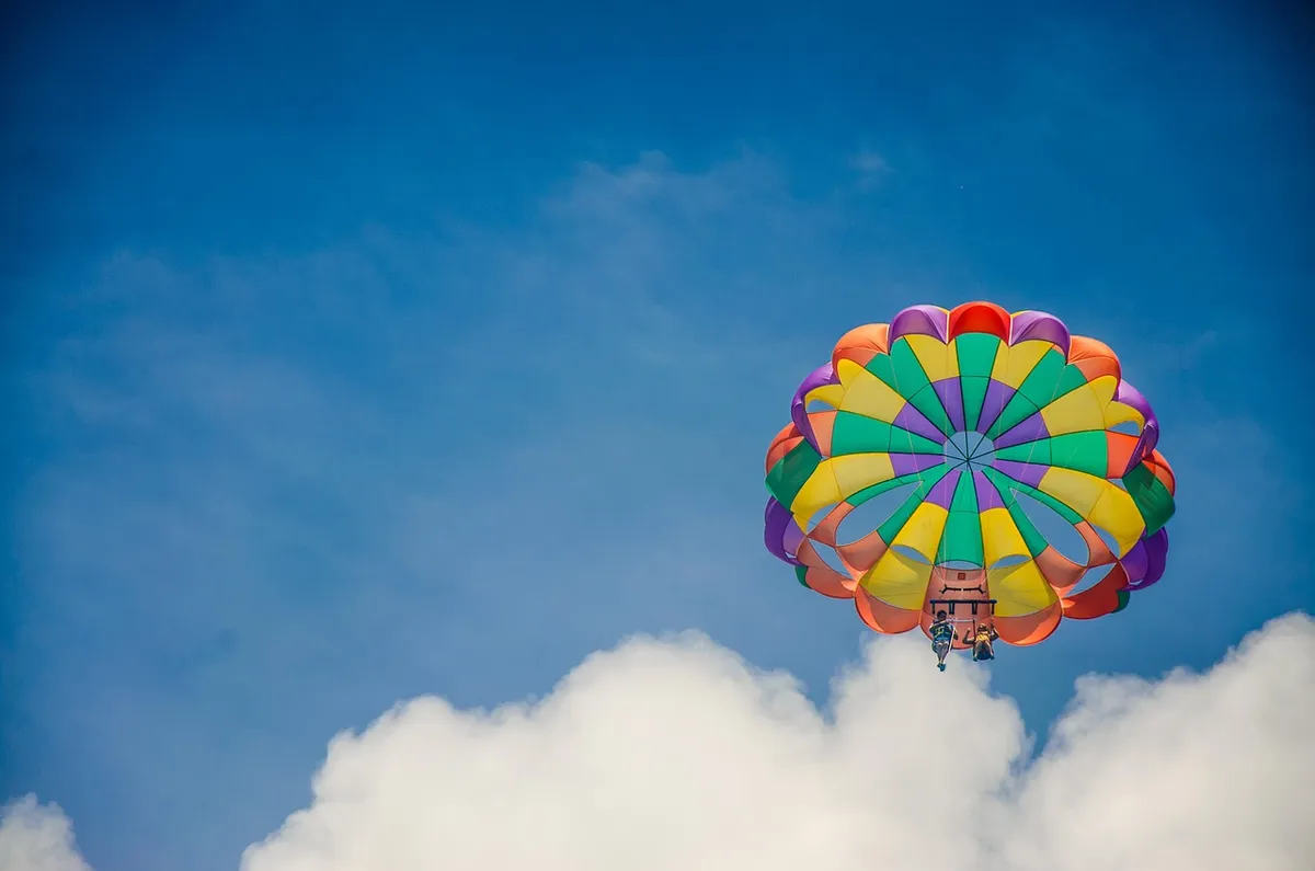 parachute, paragliding, blue, parachutist, flying, sports, cloud, parachute, parachute, parachute, parachute, parachute
