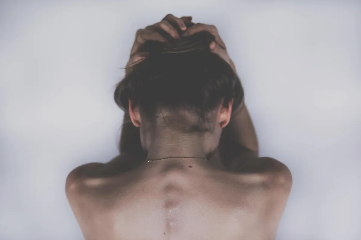 woman, sad, depression, skin, headache, sad girl, aching, body, spine, shoulders, back, hair, pain, girl, female